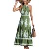 imageCUPSHE Womens Midi Dress Halter Paisley Sleeveless Cutout Waist Long Beach Boho Summer DressGreen Printed