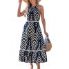 imageCUPSHE Womens Midi Dress Halter Paisley Sleeveless Cutout Waist Long Beach Boho Summer DressNavy Paisley