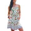imageCUPSHE Womens Mini Dress Strapless Ruffled Sleeveless Floral Belted A Line Short Beach Summer Dresses 2025Green Floral