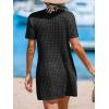 imageCUPSHE Crochet Coverups for Women Short Sleeve Button Front Beach Cover Ups DressBlack