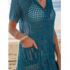 imageCUPSHE Crochet Coverups for Women Short Sleeve Button Front Beach Cover Ups DressBlue