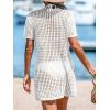 imageCUPSHE Crochet Coverups for Women Short Sleeve Button Front Beach Cover Ups DressWhite