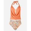 imageCUPSHE Tankini Bathing Suit for Women Halter Deep V Cowl Neck Low Back SwimsuitApricotFloral