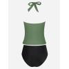 imageCUPSHE Tankini Bathing Suit for Women Halter Deep V Cowl Neck Low Back SwimsuitEucalyptus GreenBlack