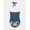 imageCUPSHE Tankini Bathing Suit for Women Halter Deep V Cowl Neck Low Back SwimsuitNavy Floral