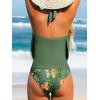 imageCUPSHE Tankini Bathing Suit for Women Halter Deep V Cowl Neck Low Back SwimsuitOlive GreenTropical