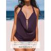 imageCUPSHE Tankini Bathing Suit for Women Halter Deep V Cowl Neck Low Back SwimsuitPlum Purple