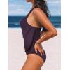 imageCUPSHE Tankini Bathing Suit for Women Halter Deep V Cowl Neck Low Back SwimsuitPlum Purple