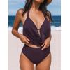 imageCUPSHE Tankini Bathing Suit for Women Halter Deep V Cowl Neck Low Back SwimsuitPlum Purple