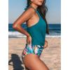 imageCUPSHE Tankini Bathing Suit for Women Halter Deep V Cowl Neck Low Back SwimsuitTeal BlueTropical