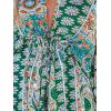 imageCUPSHE Women Casual Boho Sundress Summer Floral Print Tie Front Dress 34 Sleeves Paisley Beach Mini DressesGreen