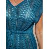 imageCUPSHE Women Crochet Swim Coverups Short Sleeve Drawstring Beach Coverups DressNavy