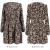 imageCUPSHE Women Floral Ruffle Summer Dress Surplice V Neck Long Peasant Sleeve Elastic Waist Flowy Casual Holiday Mini DressBlack