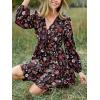 imageCUPSHE Women Floral Ruffle Summer Dress Surplice V Neck Long Peasant Sleeve Elastic Waist Flowy Casual Holiday Mini DressBlack Red Floral