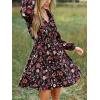 imageCUPSHE Women Floral Ruffle Summer Dress Surplice V Neck Long Peasant Sleeve Elastic Waist Flowy Casual Holiday Mini DressBlack Red Floral