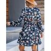 imageCUPSHE Women Floral Ruffle Summer Dress Surplice V Neck Long Peasant Sleeve Elastic Waist Flowy Casual Holiday Mini DressBlue Floral