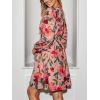 imageCUPSHE Women Floral Ruffle Summer Dress Surplice V Neck Long Peasant Sleeve Elastic Waist Flowy Casual Holiday Mini DressDusty Rose