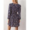 imageCUPSHE Women Floral Ruffle Summer Dress Surplice V Neck Long Peasant Sleeve Elastic Waist Flowy Casual Holiday Mini DressMulticoloured