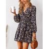 imageCUPSHE Women Floral Ruffle Summer Dress Surplice V Neck Long Peasant Sleeve Elastic Waist Flowy Casual Holiday Mini DressMulticoloured