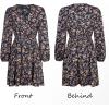 imageCUPSHE Women Floral Ruffle Summer Dress Surplice V Neck Long Peasant Sleeve Elastic Waist Flowy Casual Holiday Mini DressMulticoloured