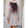imageCUPSHE Women Floral Ruffle Summer Dress Surplice V Neck Long Peasant Sleeve Elastic Waist Flowy Casual Holiday Mini DressOrange Floral