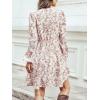 imageCUPSHE Women Floral Ruffle Summer Dress Surplice V Neck Long Peasant Sleeve Elastic Waist Flowy Casual Holiday Mini DressWhite