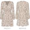 imageCUPSHE Women Floral Ruffle Summer Dress Surplice V Neck Long Peasant Sleeve Elastic Waist Flowy Casual Holiday Mini DressWhite