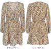 imageCUPSHE Women Floral Ruffle Summer Dress Surplice V Neck Long Peasant Sleeve Elastic Waist Flowy Casual Holiday Mini DressYellow Floral