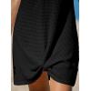 imageCUPSHE Women Swimsuit Cover Ups Short Sleeve Waffle Twist Front Summer Mini Beach Coverup DressBlack