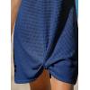 imageCUPSHE Women Swimsuit Cover Ups Short Sleeve Waffle Twist Front Summer Mini Beach Coverup DressDark Blue