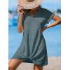 imageCUPSHE Women Swimsuit Cover Ups Short Sleeve Waffle Twist Front Summer Mini Beach Coverup DressDark Green