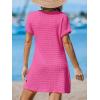 imageCUPSHE Women Swimsuit Cover Ups Short Sleeve Waffle Twist Front Summer Mini Beach Coverup DressHot Pink