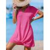 imageCUPSHE Women Swimsuit Cover Ups Short Sleeve Waffle Twist Front Summer Mini Beach Coverup DressHot Pink