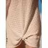 imageCUPSHE Women Swimsuit Cover Ups Short Sleeve Waffle Twist Front Summer Mini Beach Coverup DressKhaki
