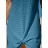 imageCUPSHE Women Swimsuit Cover Ups Short Sleeve Waffle Twist Front Summer Mini Beach Coverup DressLake Blue
