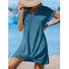 imageCUPSHE Women Swimsuit Cover Ups Short Sleeve Waffle Twist Front Summer Mini Beach Coverup DressLake Blue