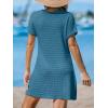 imageCUPSHE Women Swimsuit Cover Ups Short Sleeve Waffle Twist Front Summer Mini Beach Coverup DressLake Blue