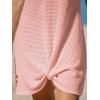 imageCUPSHE Women Swimsuit Cover Ups Short Sleeve Waffle Twist Front Summer Mini Beach Coverup DressPink