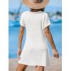 imageCUPSHE Women Swimsuit Cover Ups Short Sleeve Waffle Twist Front Summer Mini Beach Coverup DressWhite