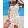 imageCUPSHE Women Swimsuit Crochet Sleeveless Cover Ups Summer Hollow Out Knit Bathing Suit Beach Coverup DressBeige