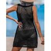imageCUPSHE Women Swimsuit Crochet Sleeveless Cover Ups Summer Hollow Out Knit Bathing Suit Beach Coverup DressBlack