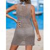 imageCUPSHE Women Swimsuit Crochet Sleeveless Cover Ups Summer Hollow Out Knit Bathing Suit Beach Coverup DressBrown
