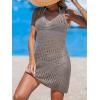 imageCUPSHE Women Swimsuit Crochet Sleeveless Cover Ups Summer Hollow Out Knit Bathing Suit Beach Coverup DressBrown