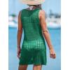 imageCUPSHE Women Swimsuit Crochet Sleeveless Cover Ups Summer Hollow Out Knit Bathing Suit Beach Coverup DressGreen