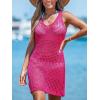 imageCUPSHE Women Swimsuit Crochet Sleeveless Cover Ups Summer Hollow Out Knit Bathing Suit Beach Coverup DressRose Red