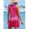 imageCUPSHE Women Swimsuit Crochet Sleeveless Cover Ups Summer Hollow Out Knit Bathing Suit Beach Coverup DressRose Red