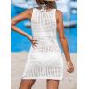 imageCUPSHE Women Swimsuit Crochet Sleeveless Cover Ups Summer Hollow Out Knit Bathing Suit Beach Coverup DressWhite