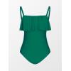 imageCUPSHE Women Swimsuit Plus Size One Piece Bathing Suit Flowy Ruffle Trim Ruched Front Tummy ControlDark Green