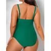 imageCUPSHE Women Swimsuit Plus Size One Piece Bathing Suit Flowy Ruffle Trim Ruched Front Tummy ControlDark Green