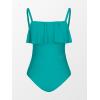 imageCUPSHE Women Swimsuit Plus Size One Piece Bathing Suit Flowy Ruffle Trim Ruched Front Tummy ControlTeal